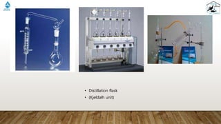 • Distillation flask
• (Kjeldalh unit)
 