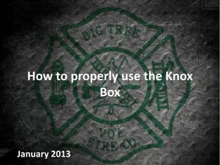 How to properly use the Knox
             Box



January 2013
 