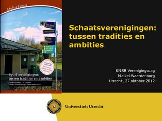 Schaatsverenigingen:
tussen tradities en
ambities


             KNSB Verenigingsdag
              Maikel Waardenburg
         Utrecht, 27 oktober 2012
 