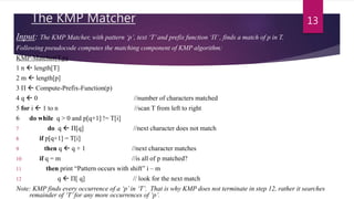 Knuth morris pratt string matching algo | PPTX