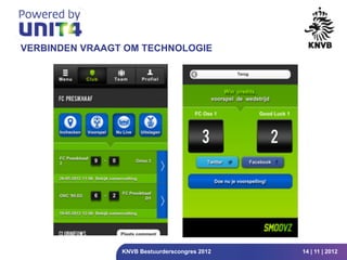 VERBINDEN VRAAGT OM TECHNOLOGIE




                KNVB Bestuurderscongres 2012   14 | 11 | 2012
 