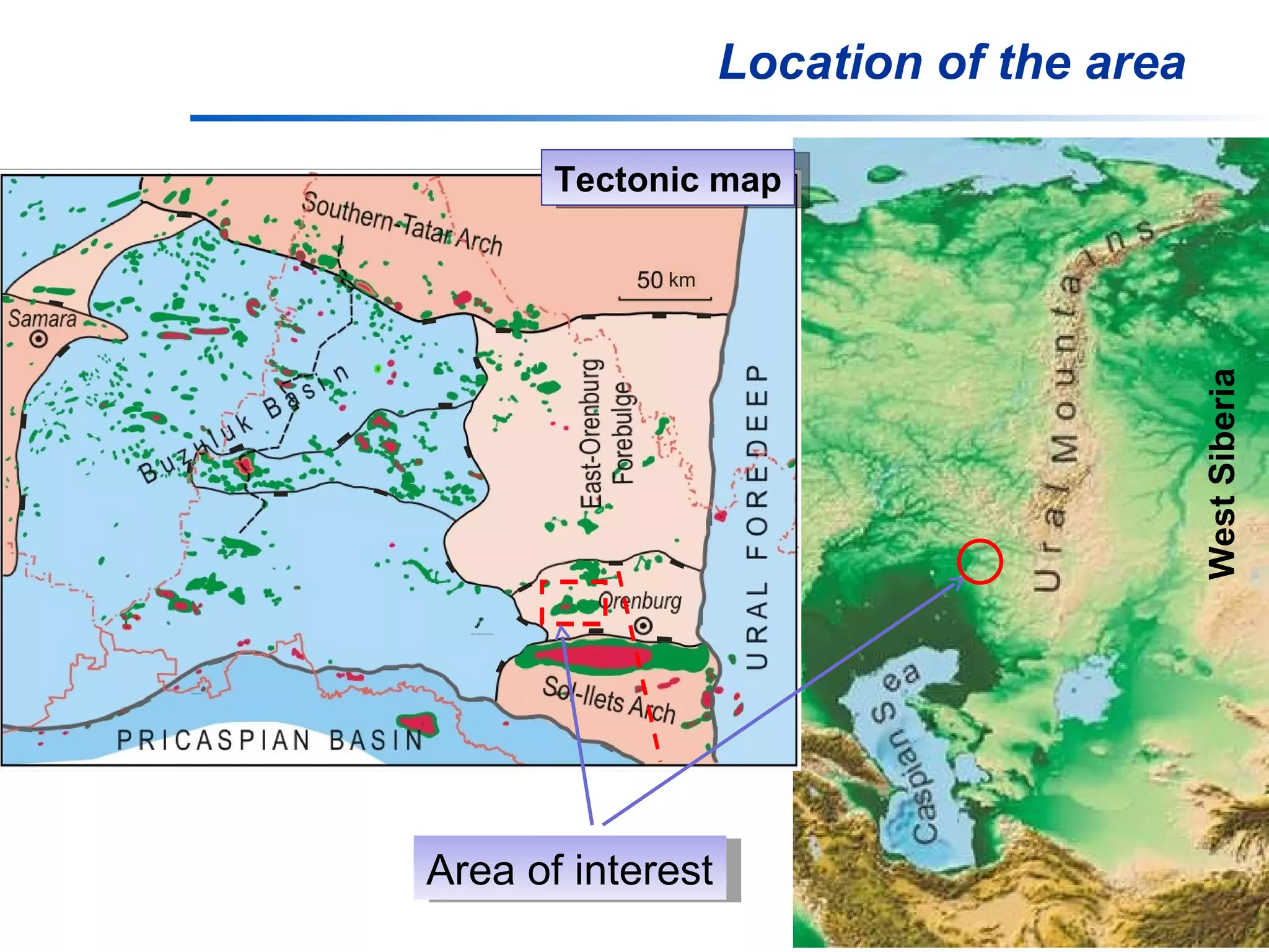 Area of interest Location of the area West Siberia Tectonic map 