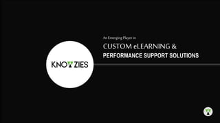 CUSTOM eLEARNING &
An Emerging Player in
PERFORMANCE SUPPORT SOLUTIONS
 