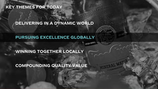 10
KEY THEMES FOR TODAY
DELIVERING IN A DYNAMIC WORLD
WINNING TOGETHER LOCALLY
PURSUING EXCELLENCE GLOBALLY
COMPOUNDING QUALITY VALUE
 