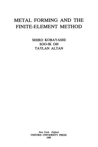 Kobayashi metal forming and the finite element method | PDF
