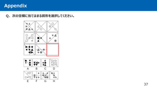 Appendix
37
Ｑ．次の空欄に当てはまる図形を選択してください。
 
