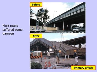 Before After Most roads suffered some damage Primary effect 