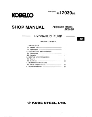 Kobelco sk15 sr hydraulic excavator service repair manual