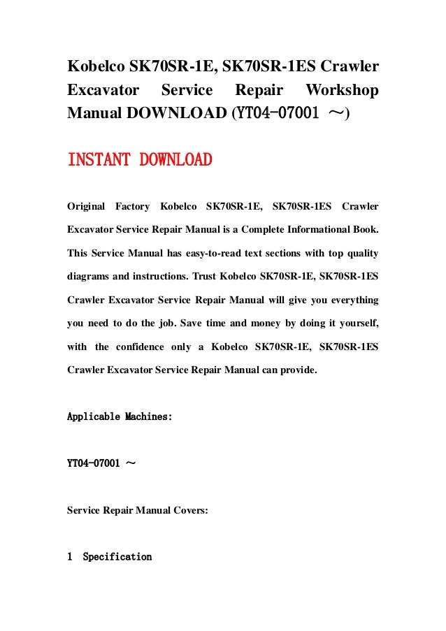 Sk80msr Kobelco Repair Manual