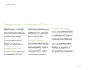 /7
The importance of retaining women in STEM (continued)
1
support for women and men to balance care
responsibilities with...