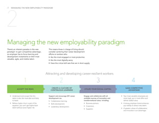 /7
Managing the new employability paradigm
MANAGING THE NEW EMPLOYABILITY PARADIGM
There’s an inherent paradox in the new
...