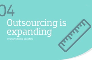 04

Outsourcing is
expanding
among mid-sized operators

/15

 