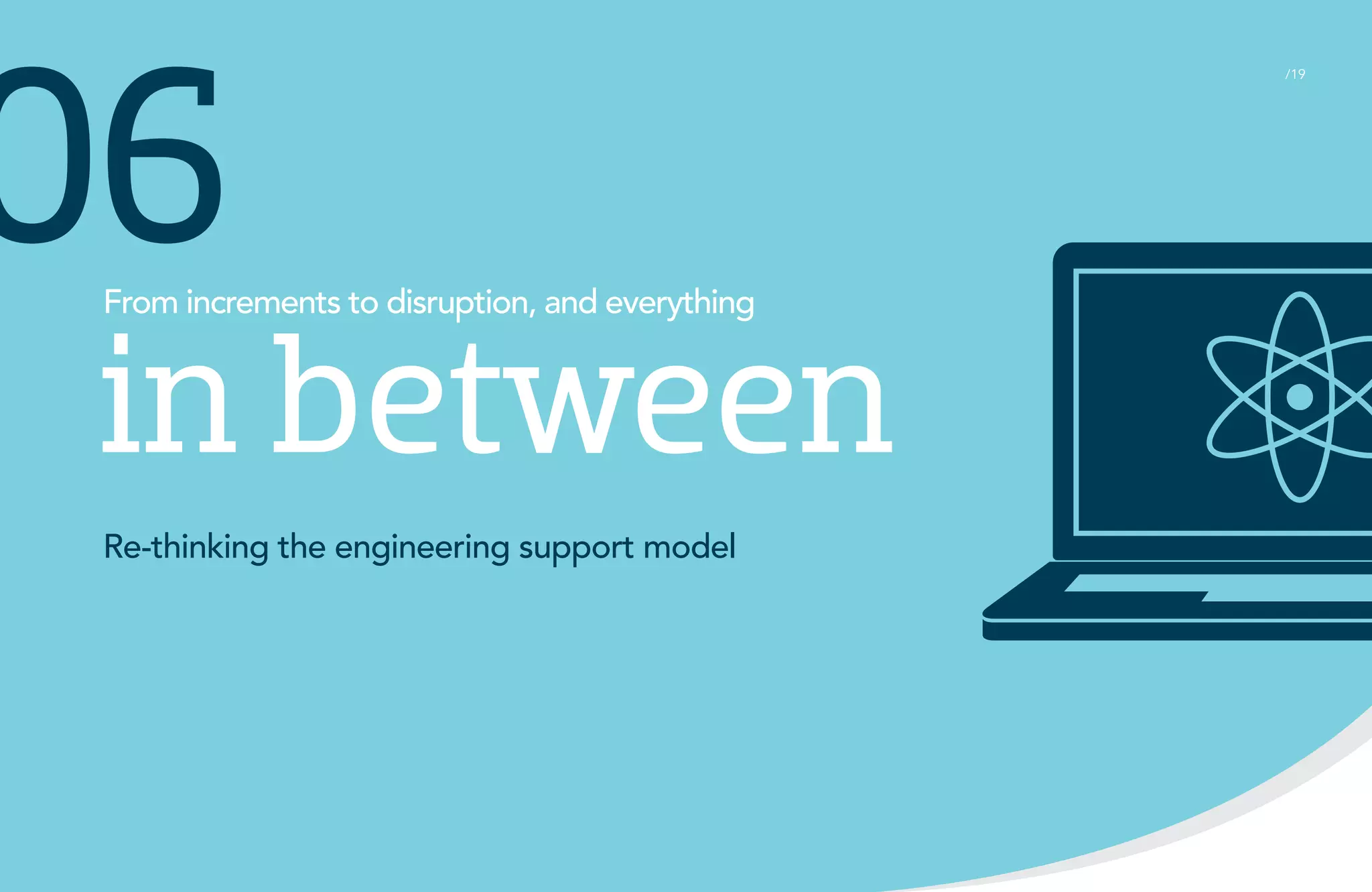 06

From increments to disruption, and everything

in between
Re-thinking the engineering support model

/19

 