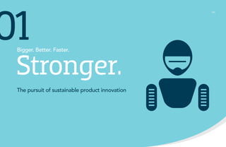 01

Bigger. Better. Faster.

Stronger.
The pursuit of sustainable product innovation

/04

 