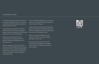 The business outlook across Asia for 2014 looks set
for a positive trajectory, but there are a number of
uncertainties that will have many business leaders
watching over their shoulders.
The latest Executive Outlook Survey 2014 from
KellyOCG shows that while there is widespread
agreement about continuing economic and business
improvement, it is not unbridled optimism.
Global economic events and local Asian
business sentiment are coalescing in 2014 to
produce a whirlwind of possible scenarios for
the world economy.
There is no question that economic recovery is
underway in the United States and some of the key
economies in Europe, but 2014 has kicked off with
renewed concerns about slowing Chinese growth
and fears about debt and currency instability in
emerging economies.
The end of 2013 was tinged with a tone of economic
optimism, which has been dampened somewhat by
events at the start of this year.
Overall, global economies have proved remarkably
resilient in emerging from the deepest downturn in a
generation and seeing off a series of sovereign debt
crises that could have derailed recovery.
But the memories of the 2008–09 economic
recession are still fresh, and it does not take a
great deal for nerves to fray.
Hence the cautious optimism that is evident
among Asia’s business leaders, and the anxiety
that accompanies even slight bumps along the
road to recovery.
i n t r o d u c t i o n
3
Pam Berklich
 
