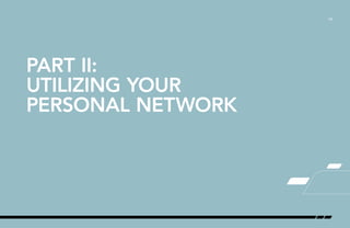 /06
PART II:
UTILIZING YOUR
PERSONAL NETWORK
 