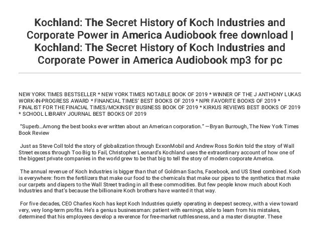 Kochland The Secret History Of Koch Industries And Corporate Power I