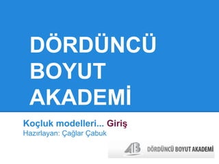 DÖRDÜNCÜ
BOYUT
AKADEMİ
Koçluk modelleri... Giriş
Hazırlayan: Çağlar Çabuk

 