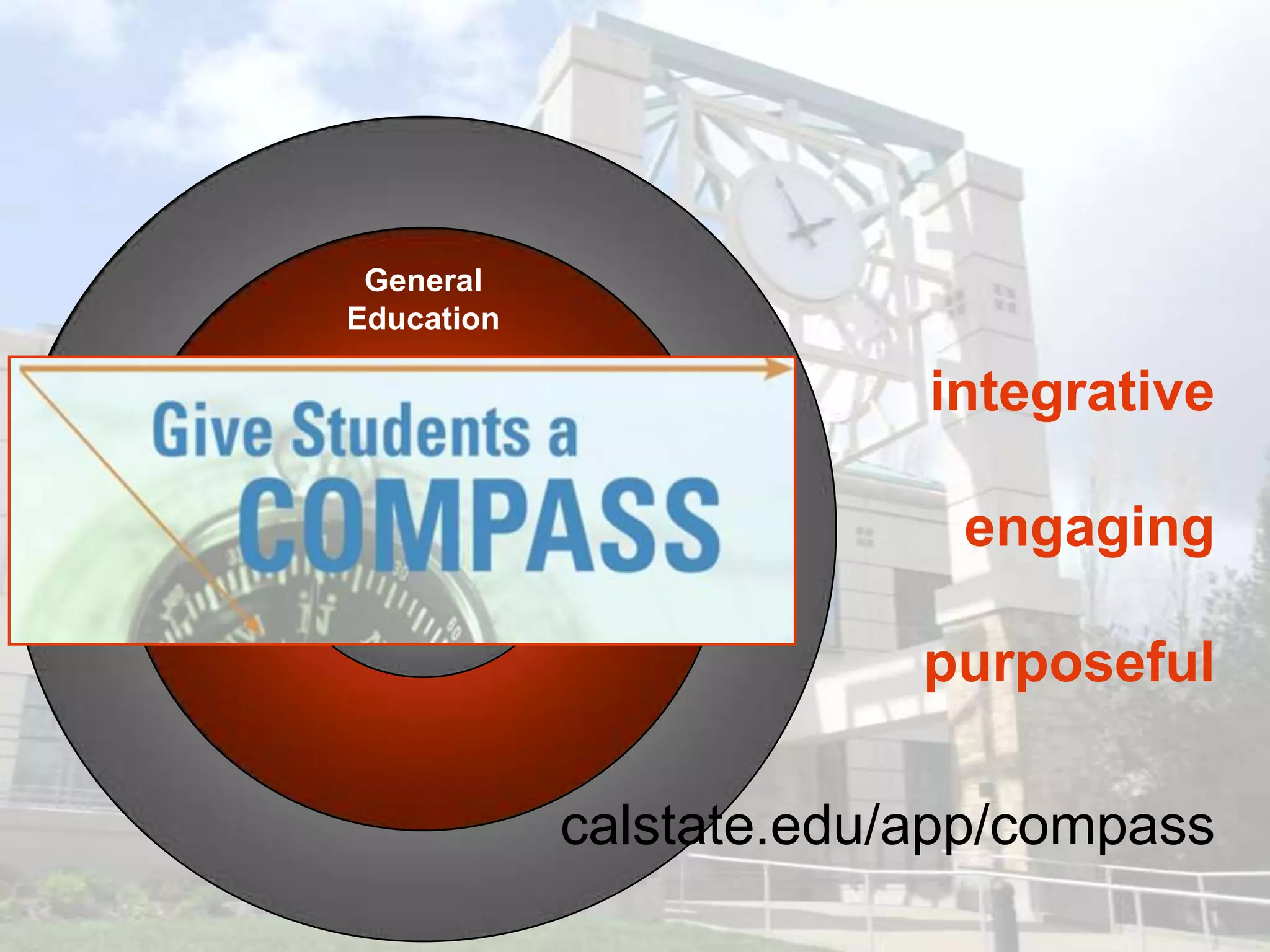 General
Education

                         integrative

                          engaging

                         purposeful

            calstate.edu/app/compass
 