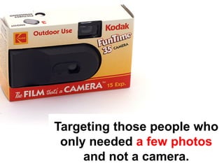 Targeting those people who
 only needed a few photos
     and not a camera.
 