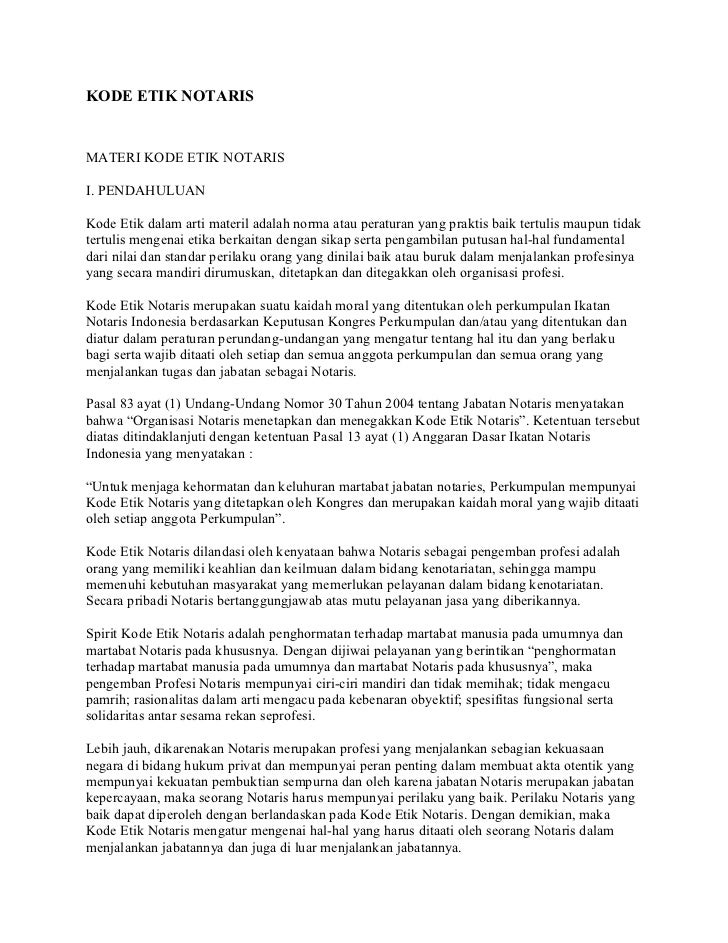 Kode Etik Notaris