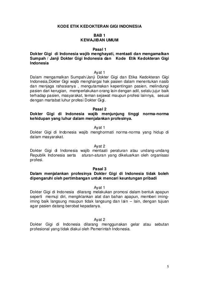 KODE ETIK KEDOKTERAN GIGI INDONESIA