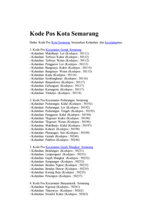 Kode pos kota semarang | DOCX