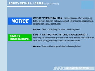 Sign Informasi Kode tanda warna safety untuk rambu rambu keselamatan | PDF
