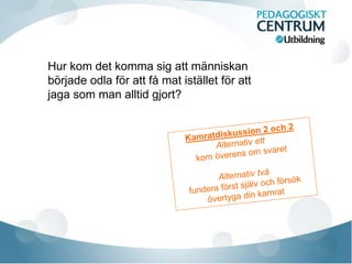 Hur kom det komma sig att människan
började odla för att få mat istället för att
jaga som man alltid gjort?
 