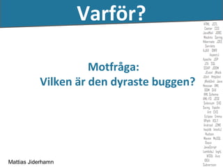 ղö?

                     Motfråga:
           Vilken är den dyraste buggen?




Mattias Jiderhamn
 