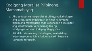 Vorlage: Kodigo ng Etika ng Pamamahayag sa Pilipinas.pptx Kodigo ng Etika ng Pamamahayag sa Pilipinas.pptx