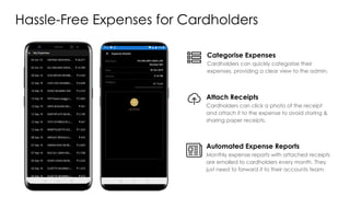 Hassle-Free Expenses for Cardholders
Categorise Expenses
Cardholders can quickly categorise their
expenses, providing a cl...