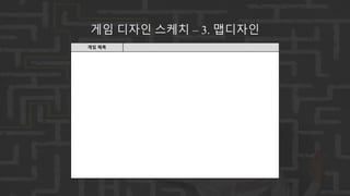 게임 제목
게임 디자인 스케치 – 3. 맵디자인
 
