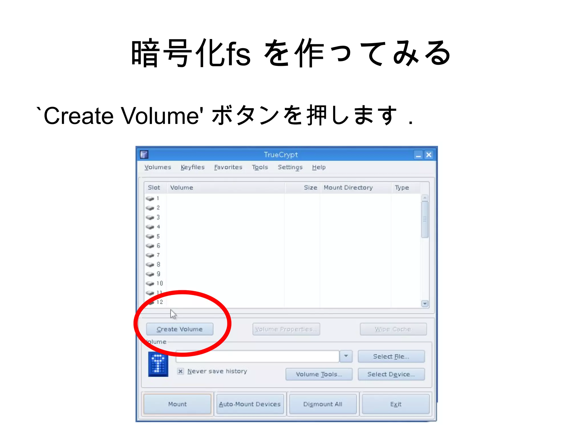 TrueCrypt のモジュール作成 http://www.truecrypt.org/  よりダウンロード． 