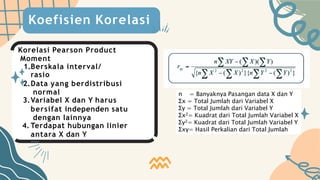 Koefisien Korelasi, Koefisien Determinasi, Uji Hipotesis Korelasi .pptx