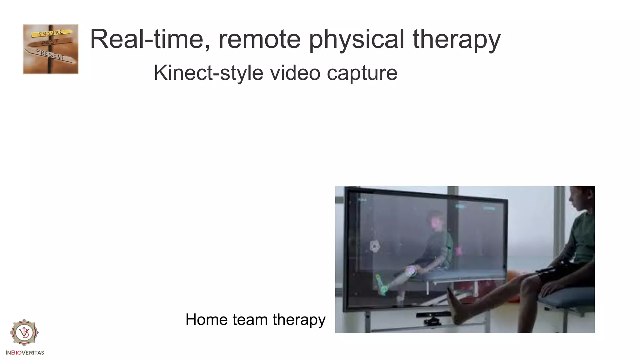 Real-time, remote physical therapy
Kinect-style video capture

Home team therapy

 