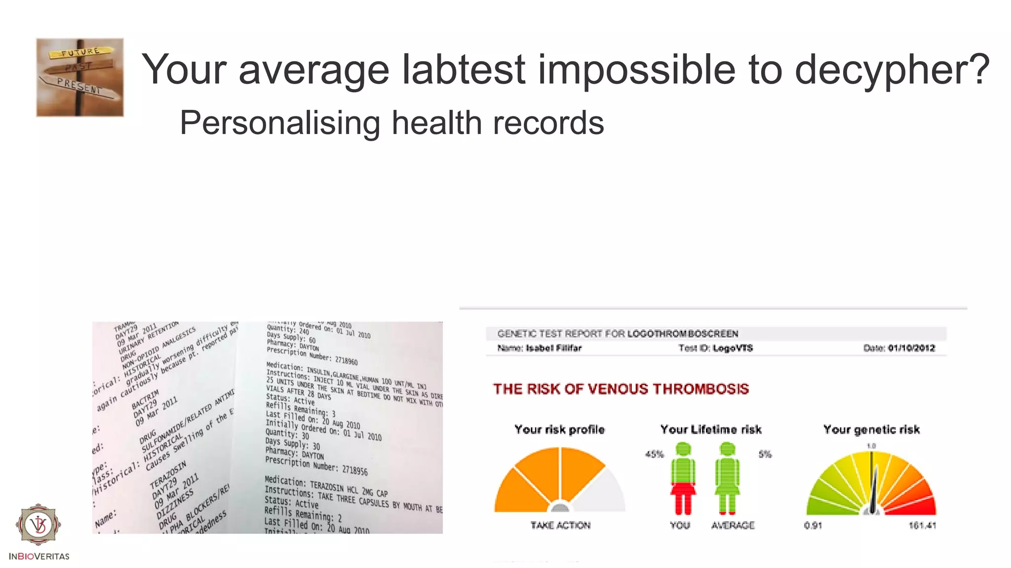 Your average labtest impossible to decypher?
Personalising health records

 