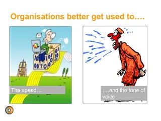 Organisations better get used to….
The speed… ….and the tone of
voice
 