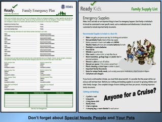 Don’t forget about Special Needs People and Your Pets
 