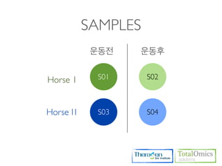 SAMPLES
            운동전    운동후


Horse 1      S01     S02



Horse I1     S03     S04
 