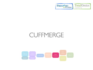 CUFFMERGE

                                                               DEG
             Read                                             analysis
Filtering                           Expression     Gene
            Mapping                                                       Report
                      Duplication     Level      Structure
FastQC      RSeQC                                            Annotation
 