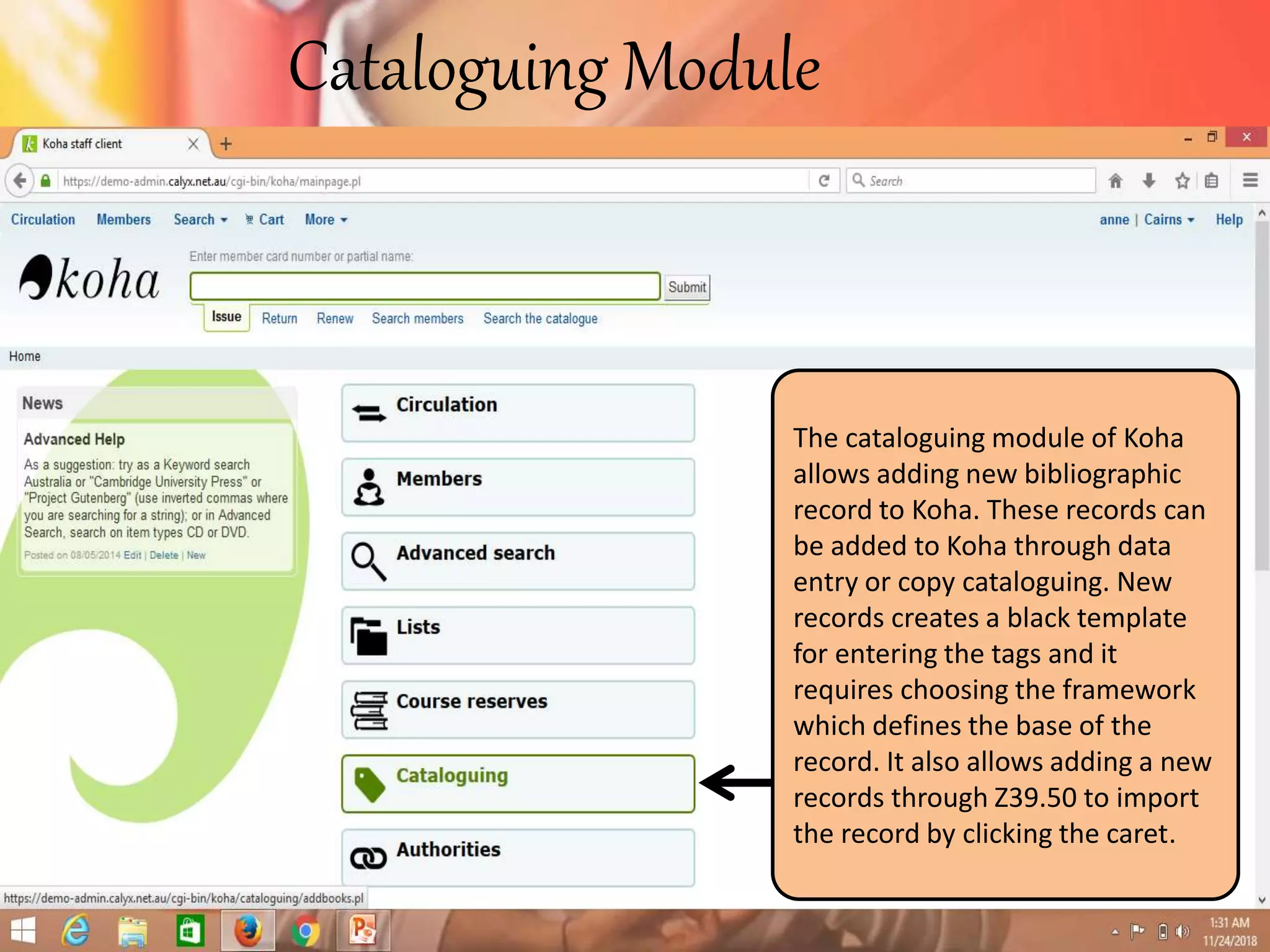 Koha Cataloguing Module PPTX