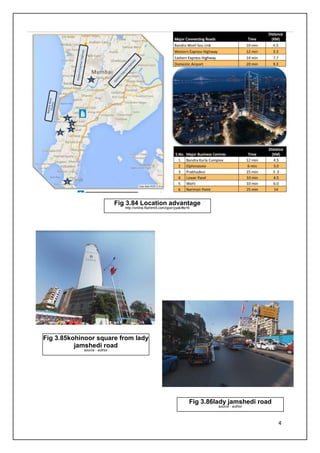 4
Fig 3.84 Location advantage
http://online.fliphtml5.com/qpzr/yyak/#p=6
Fig 3.85kohinoor square from lady
jamshedi road
source - author
Fig 3.86lady jamshedi road
source - author
 