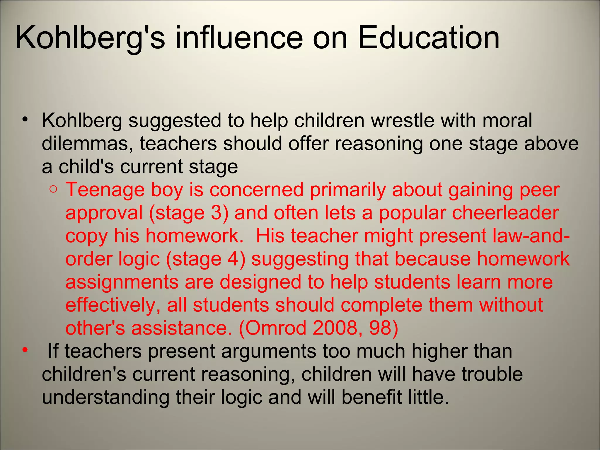 Kohlberg's theory of moral reasoning | PPT | Education