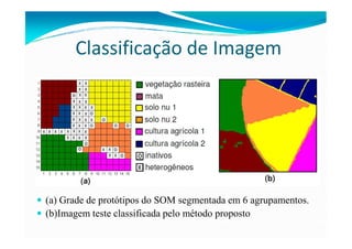Classificação de Imagem




(a) Grade de protótipos do SOM segmentada em 6 agrupamentos.
(b)Imagem teste classificada pelo método proposto
 