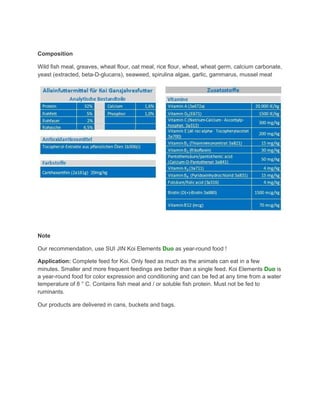 SUI JIN Koi Elements Duo - Innovatives Schwimm- & Sinkfutter Für Kois (5kg)