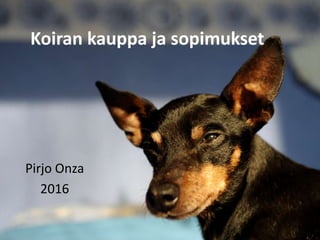 Koiran kauppa ja sopimukset
Pirjo Onza
2016
 
