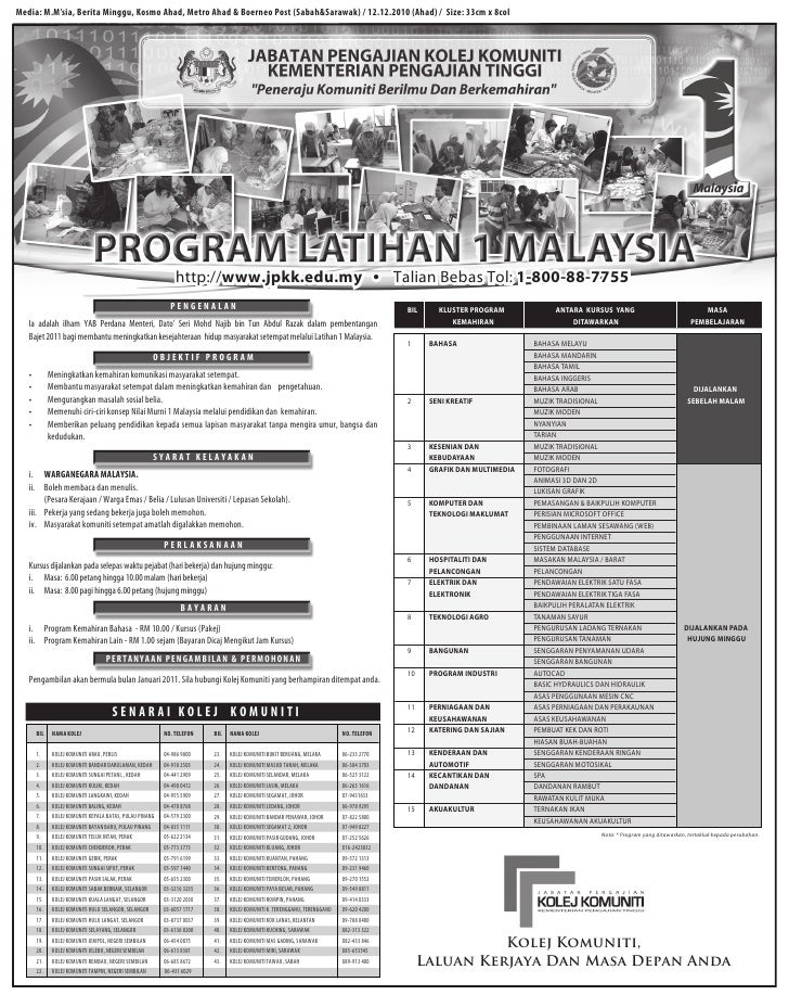 Program Latihan 1 Malaysia Kolej Komuniti