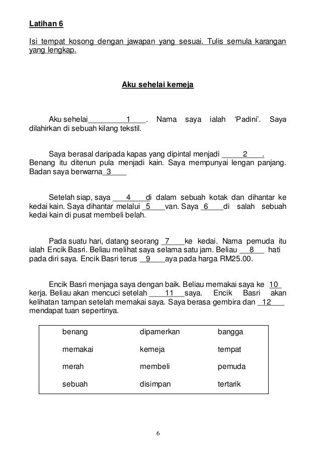 Saya Sebuah Basikal Isi Karangan