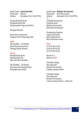 lirik lagu oh ibu
